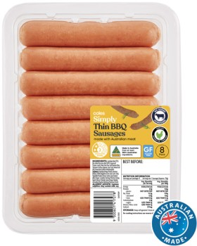 Coles+Simply+Thin+BBQ+Sausages+8+Pack+560g