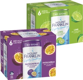 Mt-Franklin-Lightly-Sparkling-Water-6x250mL on sale
