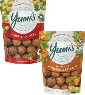 Yumis-Falafel-or-Veggie-Bites-225g on sale