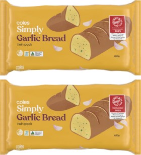 Coles-Simply-Garlic-Bread-Twin-Pack-450g on sale