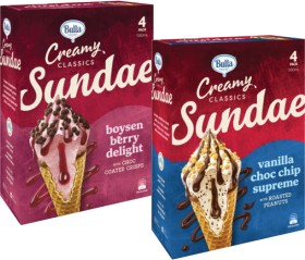 Bulla-Creamy-Classics-Ice-Cream-Sundae-Cones-4-Pack-580mL on sale