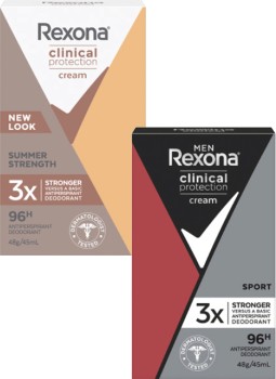 Rexona-Clinical-Protection-96hr-Cream-Deodorant-45mL on sale
