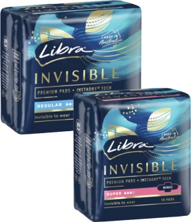 Libra-Invisible-Pads-with-Wings-Regular-12-Pack-or-Super-10-Pack on sale