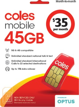 Coles-Mobile-35-Month-to-Month-SIM on sale