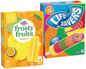 Life-Savers-Ice-Block-or-Peters-Frosty-Fruits-8-Pack on sale
