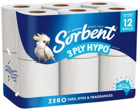 Sorbent+3+Ply+Toilet+Tissue+12+Pack+Selected+Varieties