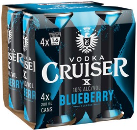 NEW+Vodka+Cruiser+X+10%25+Blueberry+4+Pack+200mL+Cans