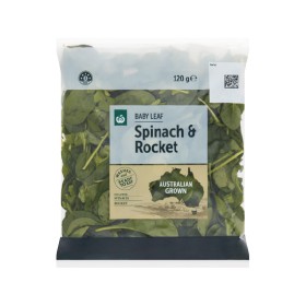 Woolworths-Australian-Baby-Leaf-Spinach-120g-or-Baby-Leaf-Spinach-Rocket-120g-Pack on sale
