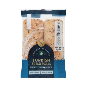 Woolworths+Turkish+Rolls+400g+Pk+4+or+Turkish+Loaf+400g