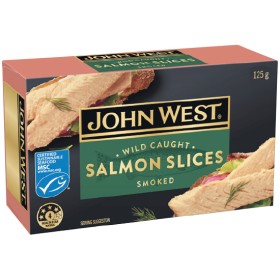 John-West-Smoked-Wild-Caught-Salmon-Slices-125g on sale