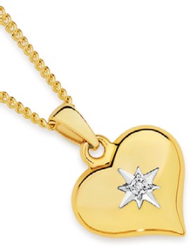 9ct-Gold-Diamond-Puff-Star-in-Heart-Pendant on sale