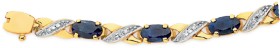 9ct+Gold+Natural+Sapphire+%26amp%3B+Diamond+Oval+Cut+Kiss+Bracelet