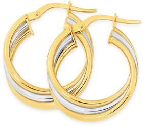 9ct-Gold-Two-Tone-15mm-Triple-Hoop-Earrings on sale