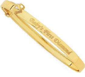 9ct-Gold-45mm-Babys-First-Diamond-Diamond-set-Bangle on sale