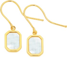 9ct-Gold-Mother-of-Pearl-Rectangle-Hook-Drop-Earrings on sale