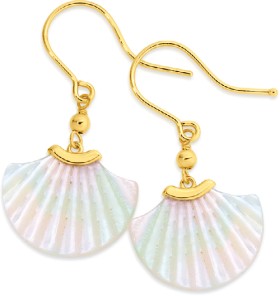 9ct-Gold-Mother-Of-Pearl-Fan-Hook-Drop-Earrings on sale