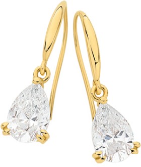 9ct-Gold-Cubic-Zirconia-Hook-Earrings on sale
