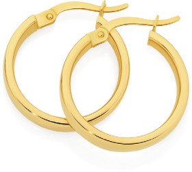 9ct+Gold+4x15mm+Polished+Hoop+Earrings