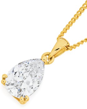 9ct+Gold+Cubic+Zirconia+Pendant