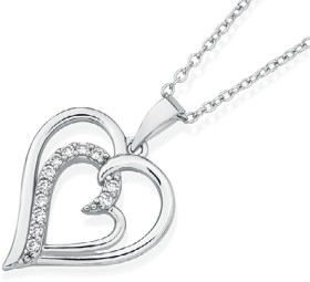 Sterling-Silver-Cubic-Zirconia-Twin-Open-Heart-Pendant on sale