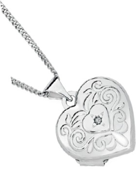 Sterling-Silver-Cubic-Zirconia-Fancy-Scroll-Heart-Locket on sale