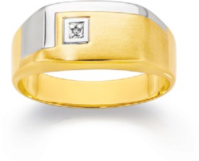 9ct-Two-Tone-Gold-Diamond-Set-Gents-Ring on sale