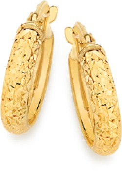 24ct-Gold-Plated-Silver-13mm-Sparkle-Hoop-Earrings on sale