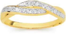 9ct+Gold+Diamond+Crossover+Swirl+Dress+Ring