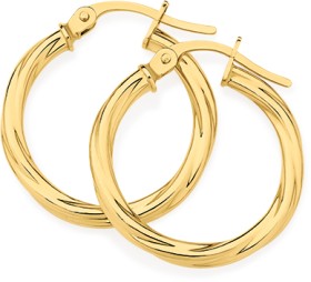 9ct-Gold-15mm-Twist-Hoop-Earrings on sale