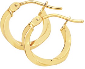 9ct+Gold+1.5x8mm+Twist+Hoop+Earrings