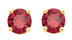 9ct+Gold+5mm+Created+Ruby+Stud+Earrings