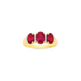 9ct+Gold+Created+Ruby+%26amp%3B+Diamond+Ring