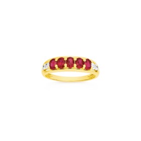9ct+Gold+Created+Ruby+%26amp%3B+Diamond+Ring