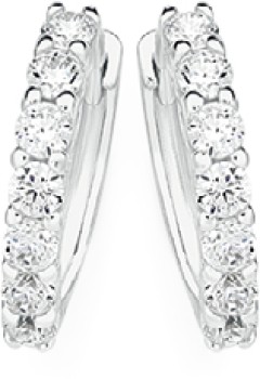 Sterling+Silver+Cubic+Zirconia+Huggie+Earrings