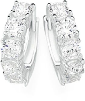 Sterling-Silver-Cubic-Zirconia-25x16mm-Huggie-Earrings on sale