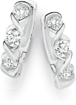 Sterling-Silver-Cubic-Zirconia-34x15mm-Hugs-Kisses-Huggie-Earrings on sale