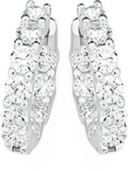 Sterling+Silver+Cubic+Zirconia+2x14mm+Inside-Out+Huggie+Earrings