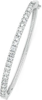 Sterling+Silver+Cubic+Zirconia+62x55mm+Oval+Hinge+Bangle
