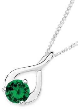 Sterling+Silver+Green+Wishbone+Pendant
