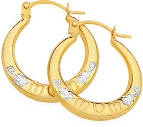 9ct+Gold+Two+Tone+Creole+Earrings