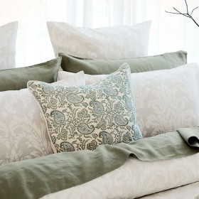 Aarvi-Wood-Block-Cushion-Green on sale