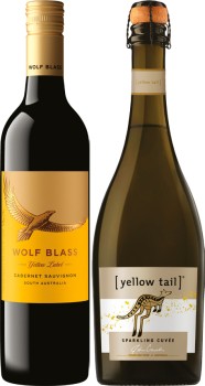 Wolf-Blass-Yellow-Label-Range-or-Yellow-Tail-Range-750mL on sale