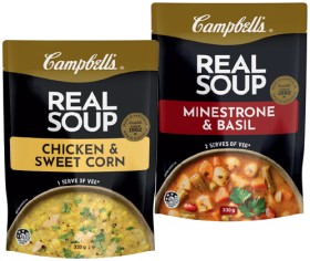 NEW+Campbells+Real+Soup+Chicken+%26amp%3B+Sweet+Corn+or+Minestrone+%26amp%3B+Basil+330g
