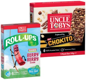Uncle+Tobys+Muesli+Bars+5%E2%80%916+Pack+or+Roll%E2%80%91Ups+6+Pack+Selected+Varieties