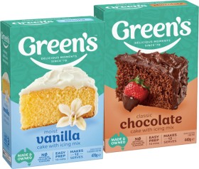 Greens-Cake-Brownie-or-Muffin-Mix-380-470g-Selected-Varieties on sale