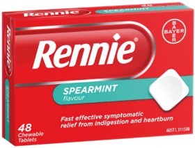 Rennie+Spearmint+Flavour+Indigestion+%26amp%3B+Heartburn+Tablets+48+Pack%2A%2A%2A
