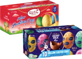 Cadbury-Dairy-Milk-Hollow-Easter-Eggs-or-Red-Tulip-Hollow-Hunting-Eggs-10-Pack-Selected-Varieties on sale