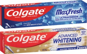 Colgate-Advanced-Whitening-Tartar-or-Max-Fresh-Toothpaste-200g on sale