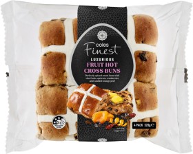 Coles+Finest+Fruit+Hot+Cross+Buns+4+Pack+320g