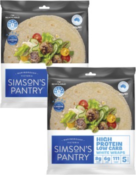 Simsons-Pantry-Low-Carb-High-Protein-White-Wraps-5-Pack-225g on sale